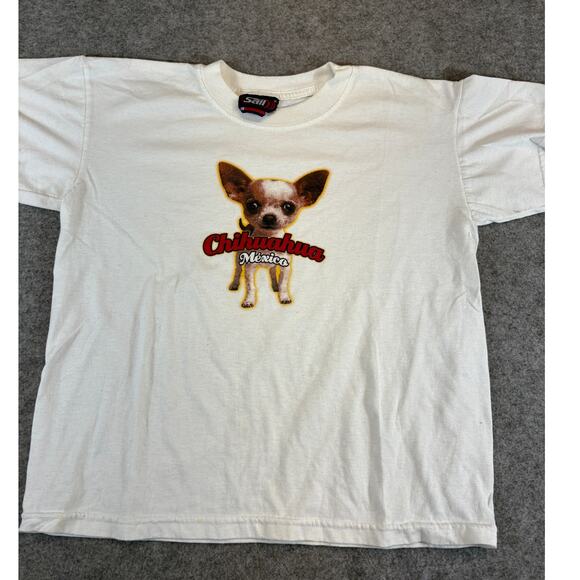 VINTAGE Sail Chihuahua Mexico Shirt Mens XS White Graphic Dog Souvenir Tee Y2K - Picture 1 of 4